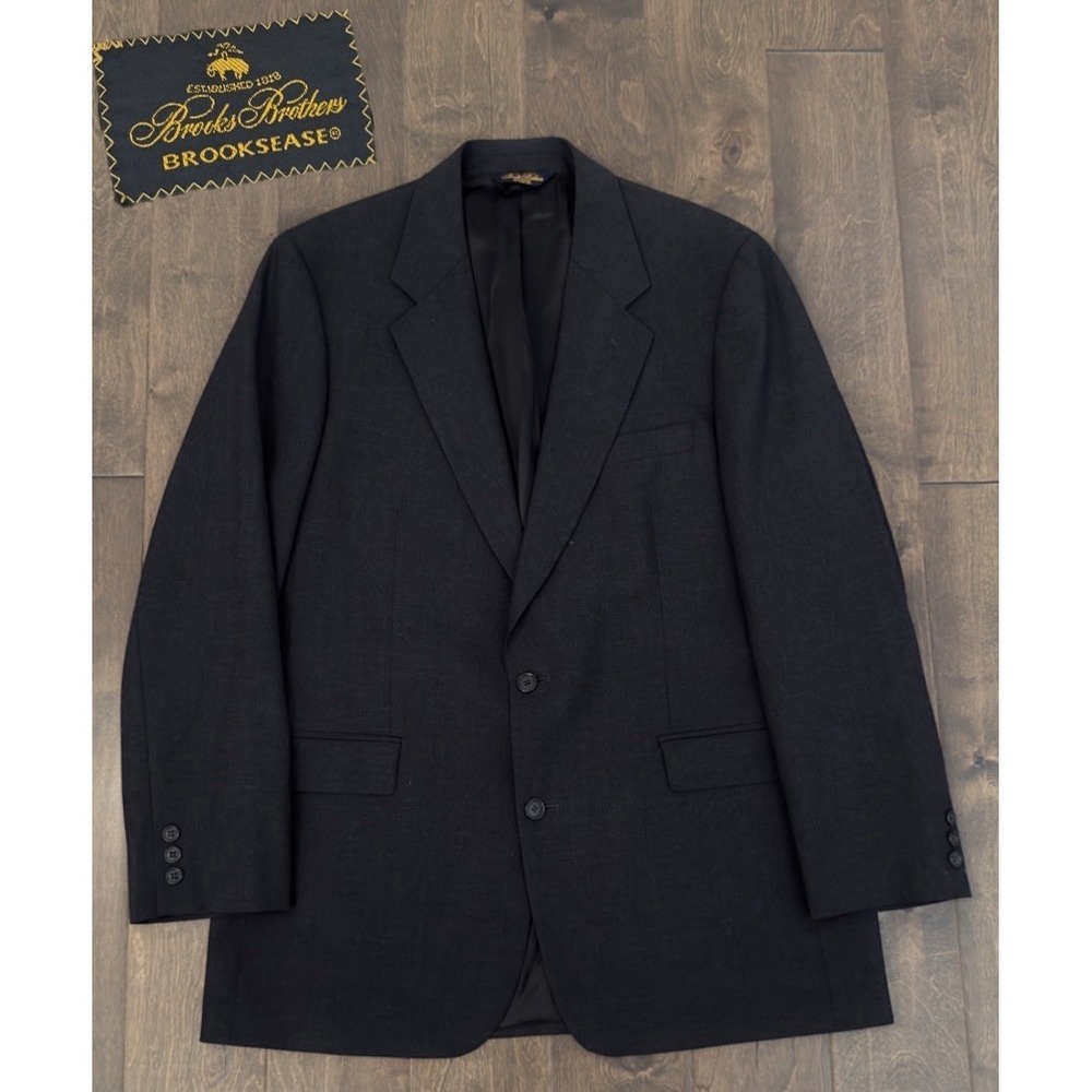Brooks Brothers Brooksease Mens Dark Grey Wool Blend Suit Jacket Blazer Size 42L